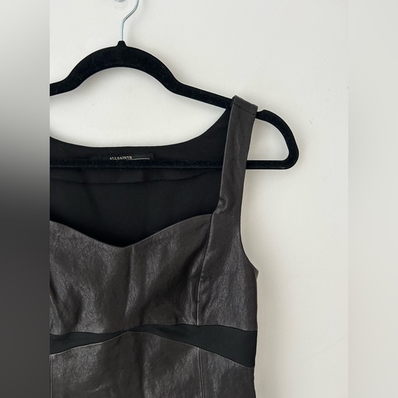 All Saints Turi lamb Leather Dress Black Size - Picture 3 of 15